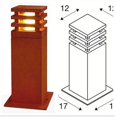 Firkantet Led Pullert Laget Av Corten