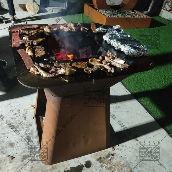 Cube Corten Steel Fire Pit Barbecue