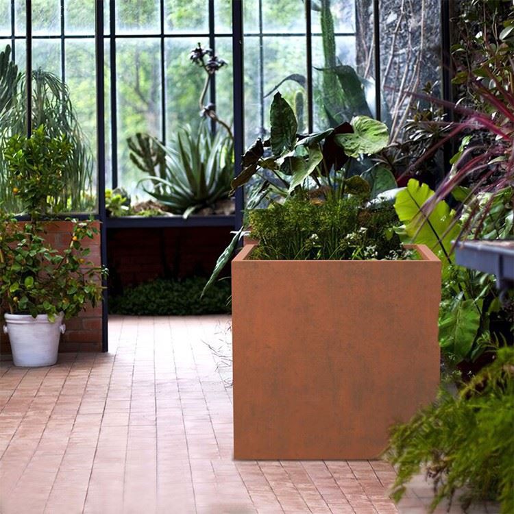 Outdoor Steel Pot Rusty Flower Pot factory