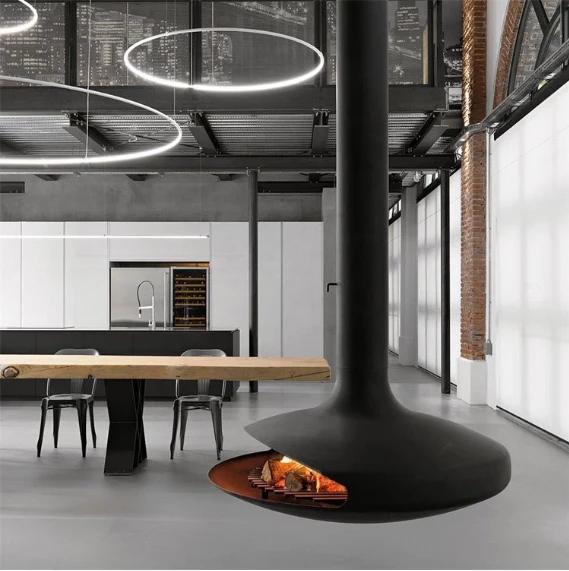 Real Fire Wood Burning Hanging Fireplace