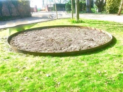 Stålhevet, rund, åpen bunn-design-planteseng